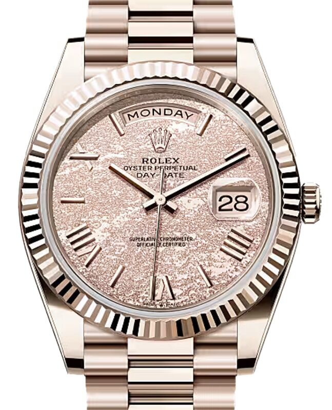 Rolex Day-Date 40 President Rose Gold Roman Gold-Leaf Diamond Dial 228235JG
