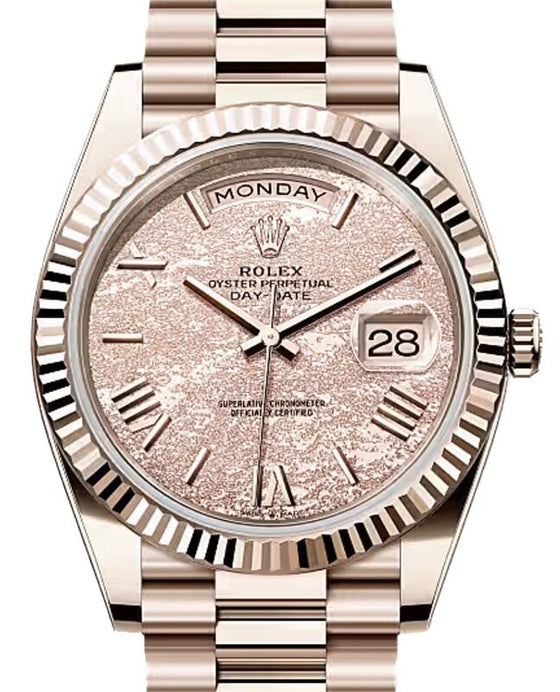Rolex Day-Date 40 President Rose Gold Roman Gold-Leaf Diamond Dial 228235JG