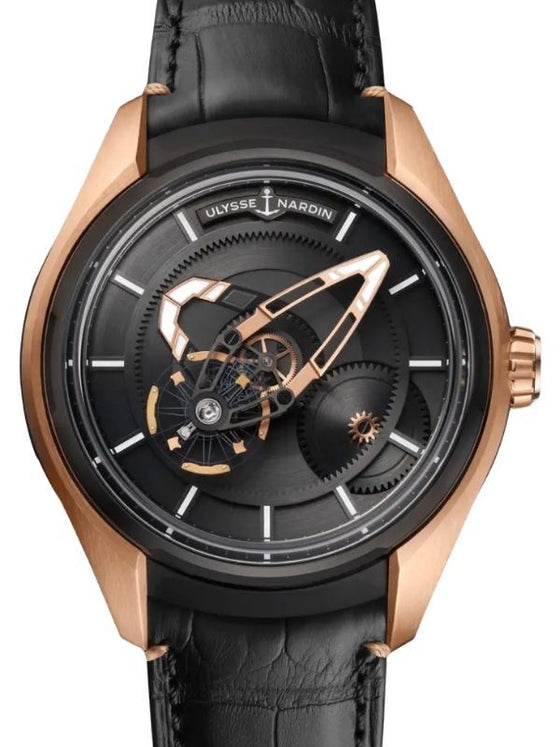 Ulysse Nardin Freak X Rose Gold Titanium 43mm Black Dial Leather Strap 2305-270/02
