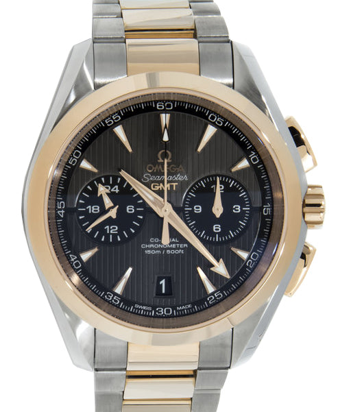 Omega Aqua Terra 150M Co-Axial Chronometer GMT Chronograph Steel/Red Gold 43mm Grey Dial Steel/Red Gold Bracelet 231.20.43.52.06.001