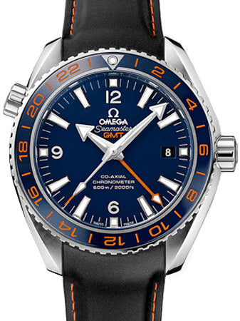 Omega 232.32.44.22.03.002 Planet Ocean 600M Co-Axial GMT 43.5mm Blue Ceramic Orange Stainless Steel Rubber