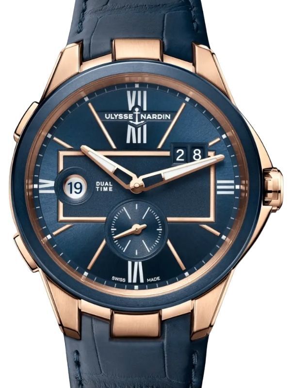 Ulysse Nardin Blast Dual Time Rose Gold 42mm Blue Dial Leather Strap 242-20/43