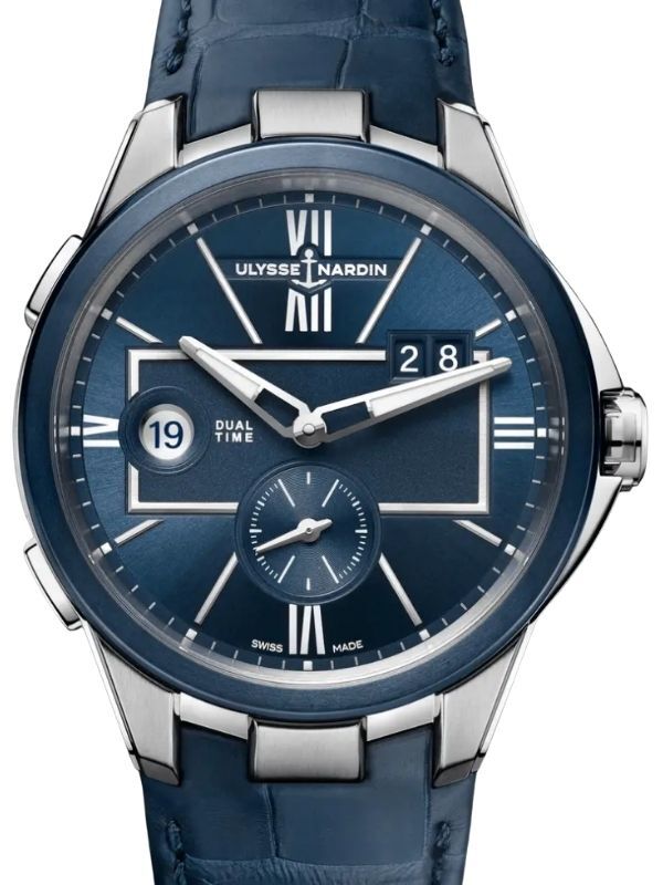 Ulysse Nardin Blast Dual Time Stainless Steel 42mm Blue Dial Leather Strap 243-20/43