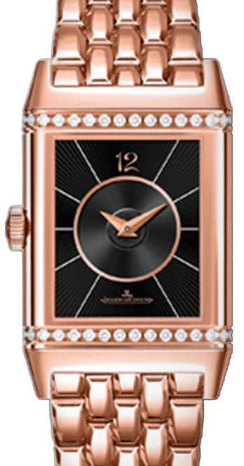Jaeger-LeCoultre Calibre 968A Reverso Classic Medium Duetto 2572120 Silver / Black Guilloche Rose Gold 40.1 x 24.4mm Automatic