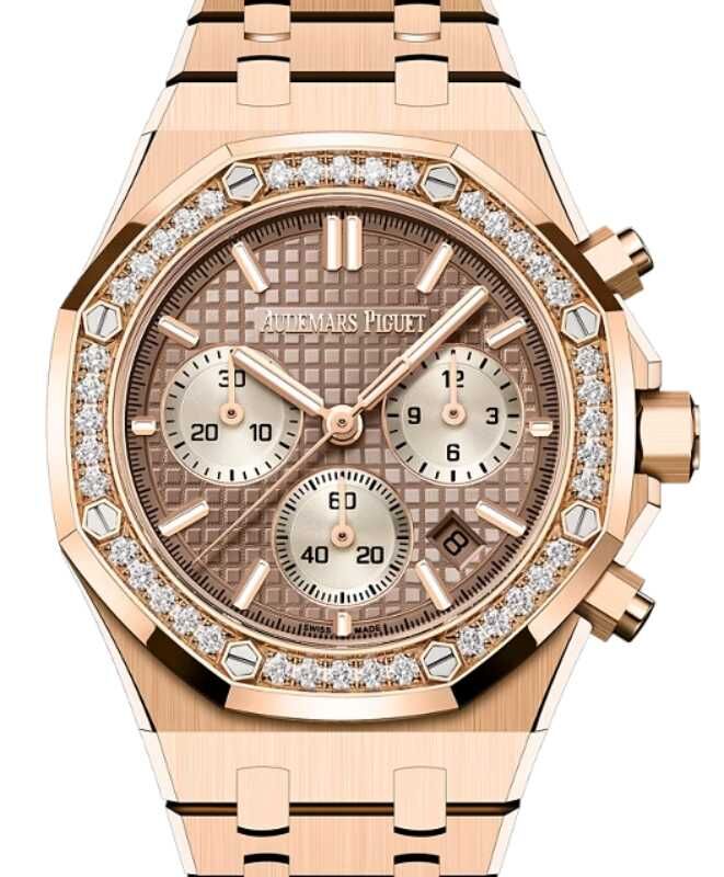 Audemars Piguet Royal Oak Chronograph 38mm Pink Rose Gold Diamond Bezel 26450OR.ZZ.1356OR.01-B