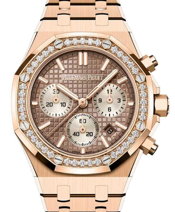 Audemars Piguet Royal Oak Chronograph 38mm Pink Rose Gold Diamond Bezel 26450OR.ZZ.1356OR.01-B