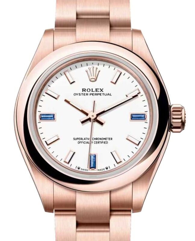 Rolex Oyster Perpetual 28 Rose Gold White Dial 276205