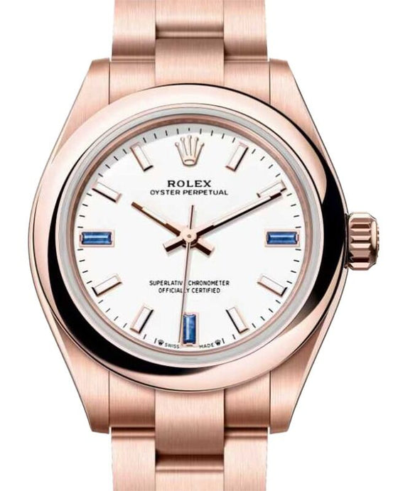 Rolex Oyster Perpetual 28 Rose Gold White Dial 276205