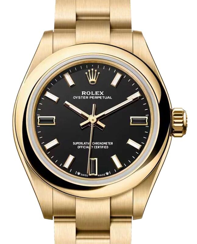 Rolex Oyster Perpetual 28 Yellow Gold Black Index Dial 276208