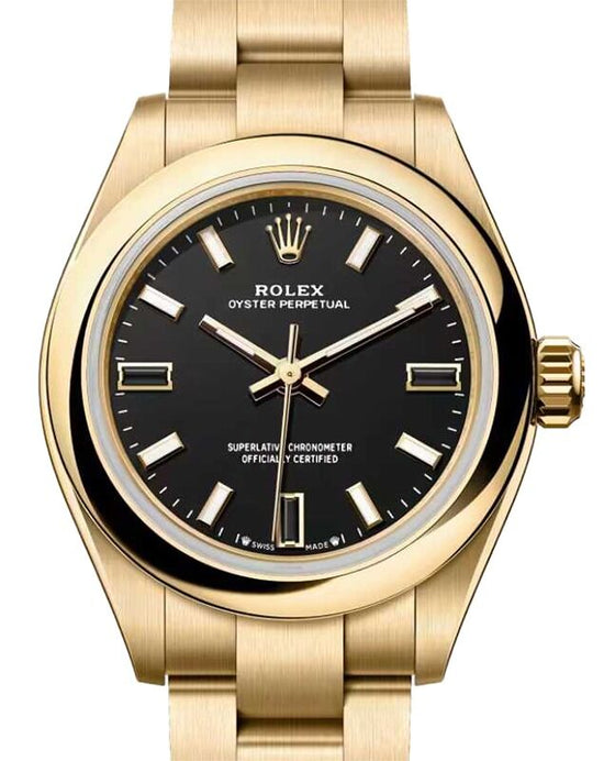Rolex Oyster Perpetual 28 Yellow Gold Black Index Dial 276208