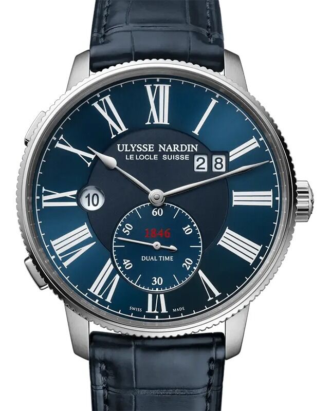 Ulysse Nardin Marine Torpilleur Dual Time Steel 44mm Blue Dial 3343-320-3A/1A