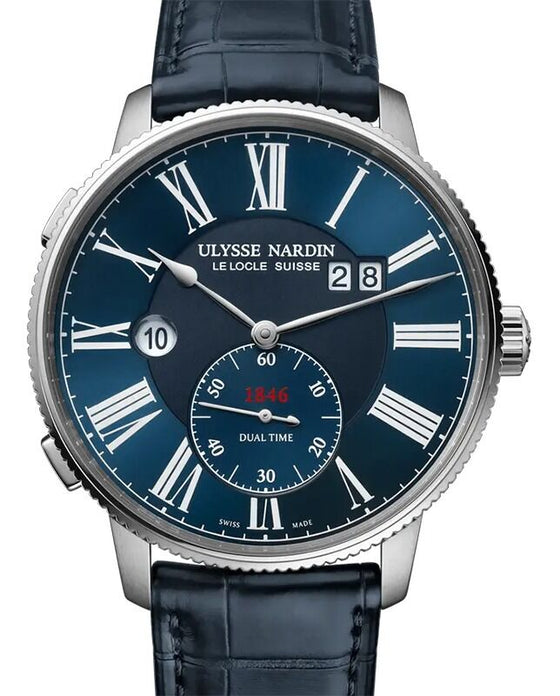 Ulysse Nardin Marine Torpilleur Dual Time Steel 44mm Blue Dial 3343-320-3A/1A