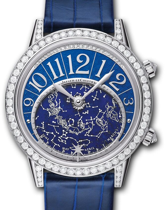 Jaeger-LeCoultre Calibre 809/1 Rendez-Vous Celestial 3483590 Lacquered Blue Diamond Bezel White Gold Leather 37.5mm Automatic