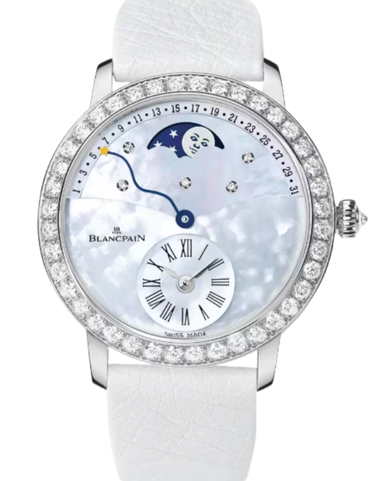 Blancpain Ladybird Quantième Rétrograde White Gold 36mm Blue Mother of Pearl Dial 3653 1954L 58B