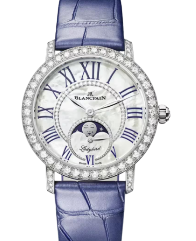 Blancpain Ladybird Colors Phases de Lune White Gold 34.9mm Mother of Pearl Dial 3662 1954 55B