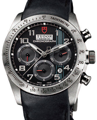 Tudor Fastrider Chronograph 42000 Black Arabic Stainless Steel & Leather 42mm