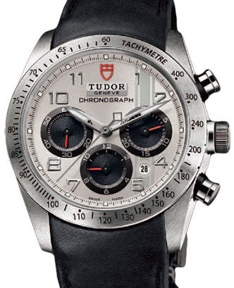 Tudor Fastrider Chronograph 42000 Silver Arabic Stainless Steel & Leather 42mm