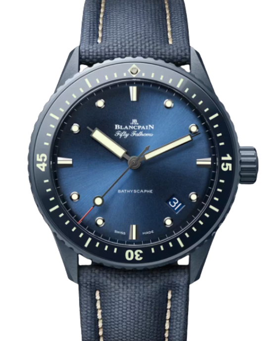 Blancpain Fifty Fathoms Bathyscaphe Ceramic 43.6mm Sunburst Blue Dial 5000 0640 O52A