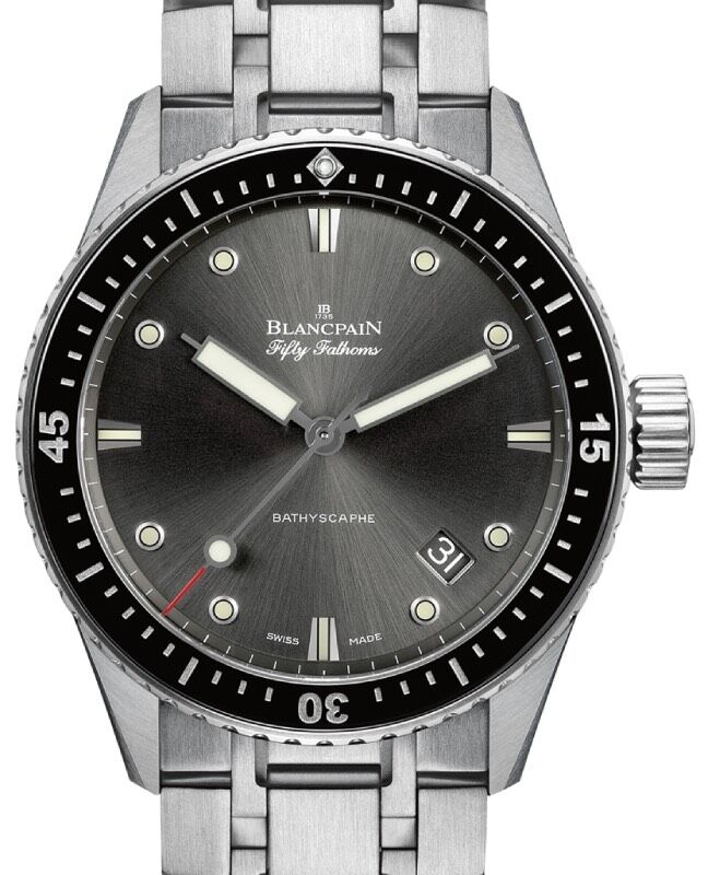 Blancpain Fifty Fathoms Bathyscaphe Steel 43mm Grey Dial Steel Bracelet 5000 1110 70B