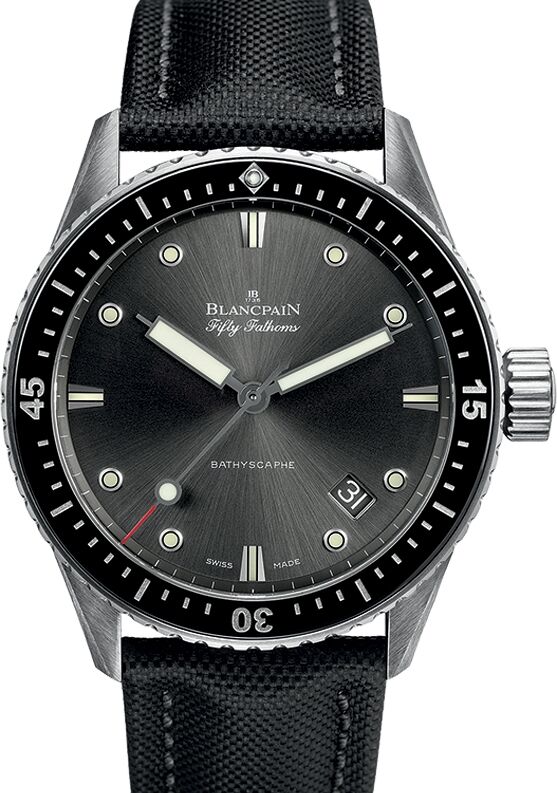 Blancpain Fifty Fathoms Bathyscaphe Steel Canvas Strap 5000 1110 B52A