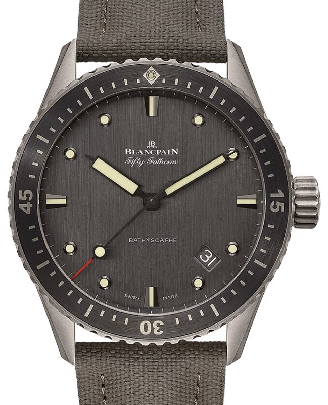 Blancpain Fifty Fathoms Bathyscaphe Titanium 43mm Canvas Strap 5000 1210 G52A