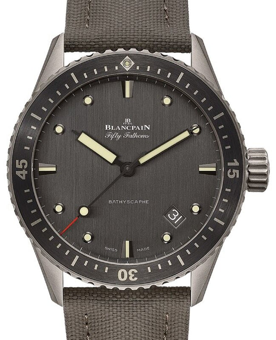 Blancpain Fifty Fathoms Bathyscaphe Titanium 43mm Canvas Strap 5000 1210 G52A