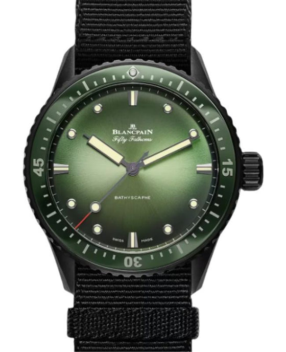 Blancpain Fifty Fathoms Bathyscaphe Mokarran Ceramic 43.6mm Sunburst Green Dial 5005 0153 NABA
