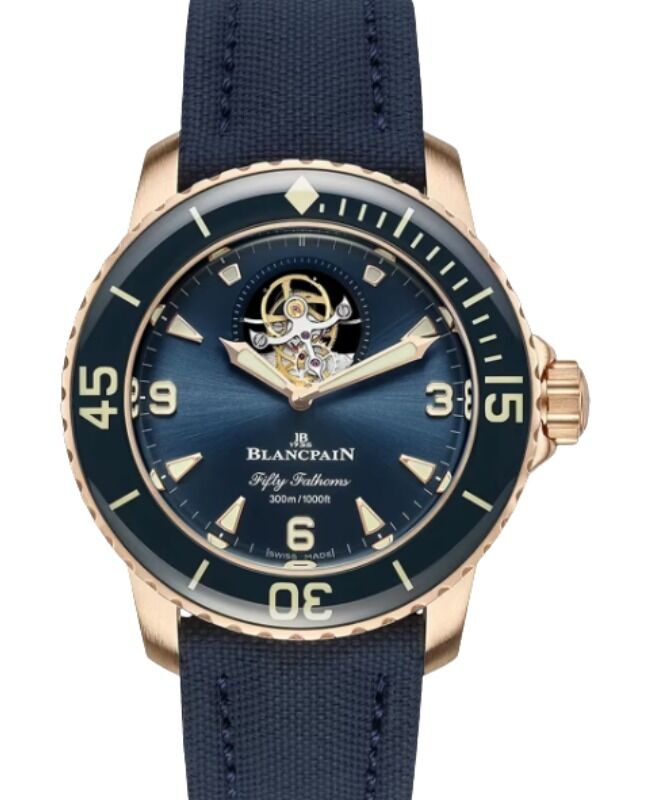 Blancpain Fifty Fathoms Tourbillon 8 Jours Red Gold 45mm Sunburst Blue Dial 5025 36B40 O52B
