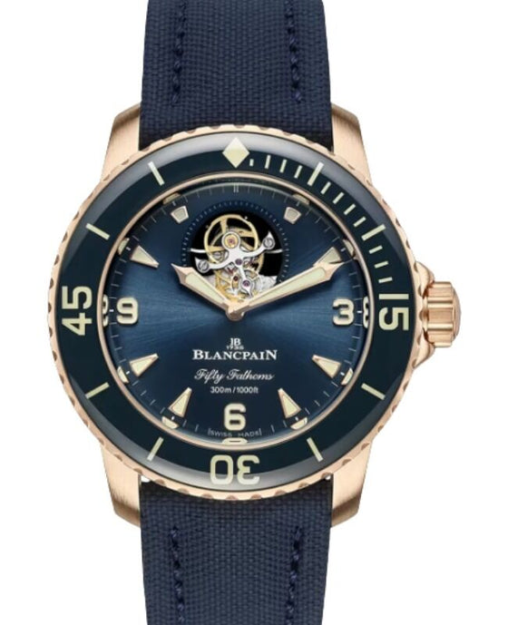 Blancpain Fifty Fathoms Tourbillon 8 Jours Red Gold 45mm Sunburst Blue Dial 5025 36B40 O52B