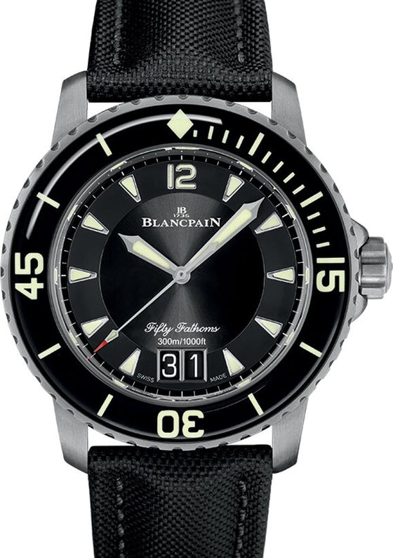 Blancpain Fifty Fathoms Grande Date Titanium Black Dial Canvas Strap 5050 12B30 B52A