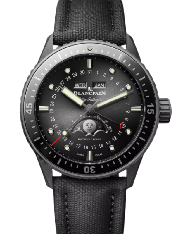 Blancpain Fifty Fathoms Bathyscaphe Quantième Complet Phases de Lune Ceramic 43.6mm Sunburst Black Dial 5054 0130 B52A