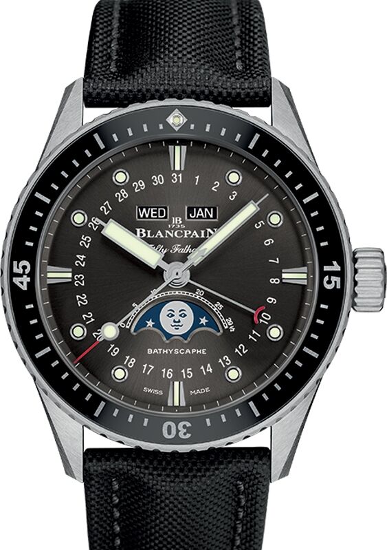 Blancpain Fifty Fathoms Bathyscaphe Quanti?me Complet Phases de Lune Steel Grey Meteor Dial 5054 1110 B52A