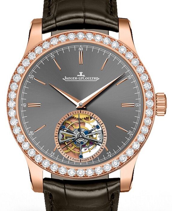 Jaeger-LeCoultre Calibre 978 Master Grand Tourbillon 1662451 Slate Index Diamond Bezel Rose Gold Leather 43mm Automatic