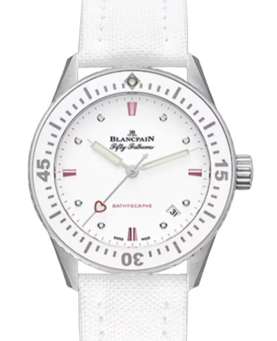 Blancpain Fifty Fathoms Bathyscaphe Saint Valentin 2023 Steel 38 mm White Dial 5100A 1127 W52A