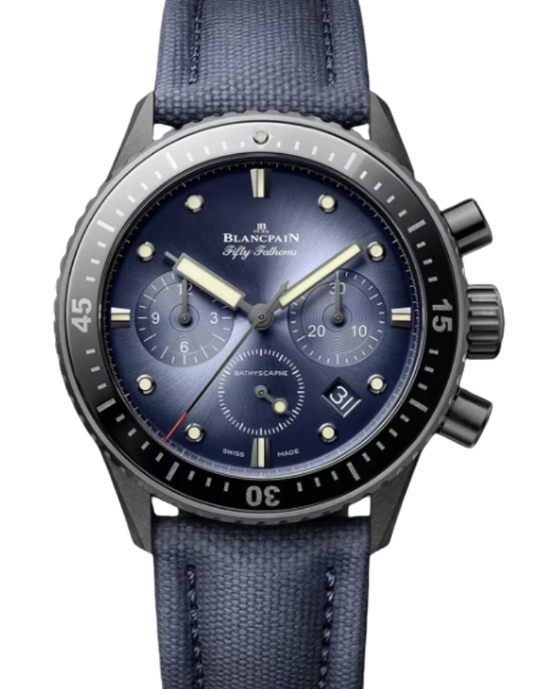 Blancpain Fifty Fathoms Bathyscaphe Chronographe Flyback Ceramic 43.6mm Sunburst Blue Dial 5200 0140 O52A