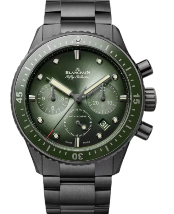 Blancpain Fifty Fathoms Bathyscaphe Chronographe Flyback Ceramic 43.6mm Sunburst Green Dial 5200 0153 01S