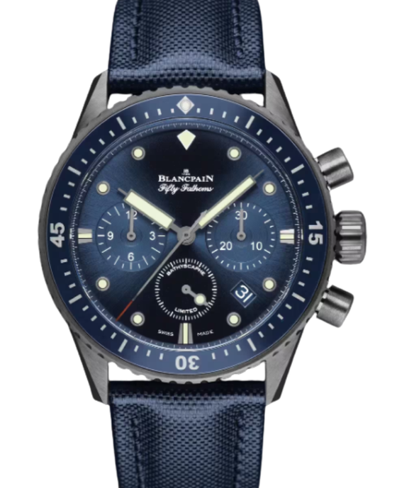 Blancpain Fifty Fathoms Bathyscaphe Chronographe Flyback Ocean Commitment I Ceramic 43.6mm Sunburst Blue Dial 5200 0240 O52A