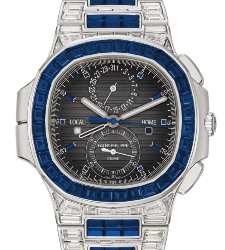 Patek Philippe Nautilus Haute Joaillerie Diamond/Sapphire Set White Gold Gray Dial 5990/1422G-001