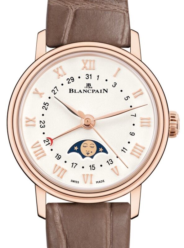 Blancpain Villeret Quanti?me Phases De Lune Red Gold 29.2mm White Dial Alligator Leather Strap 6106 3642 55A