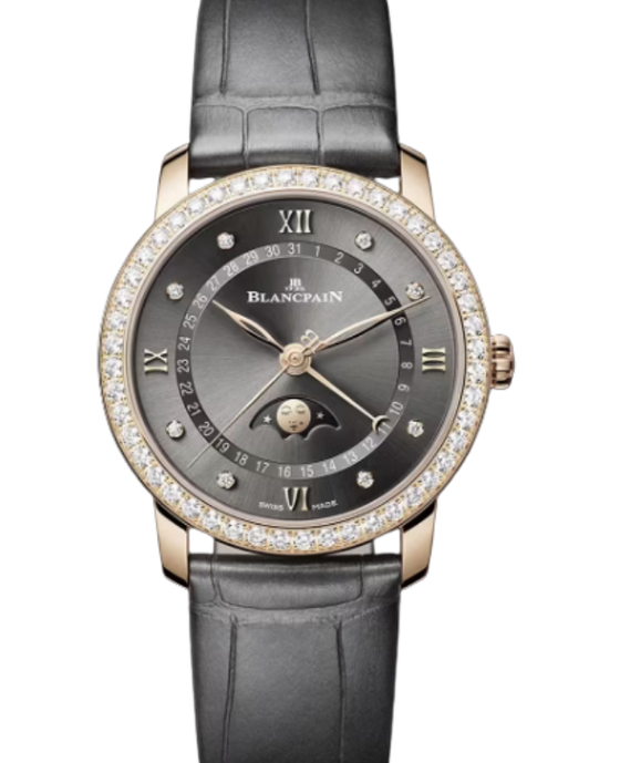 Blancpain Villeret Quantième Phases de Lune Red Gold 33.2mm Sunburst Grey Dial 6126 2910 55B