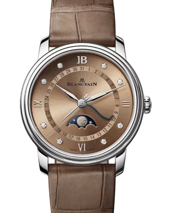 Blancpain Villeret Quantième Phases de Lune Steel 33.2mm Brown Gold Diamonds Dial 6126N 1146 55B