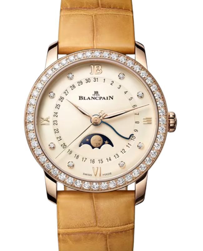 Blancpain Villeret Quantième Phases de Lune Red Gold 33.2mm Opaline Diamonds Dial 6126N 2987 55B