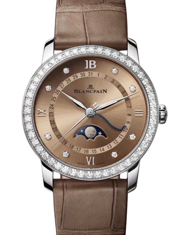 Blancpain Villeret Quantième Phases de Lune Steel 33.2mm Brown Gold Diamonds Dial 6126N 4646 55B