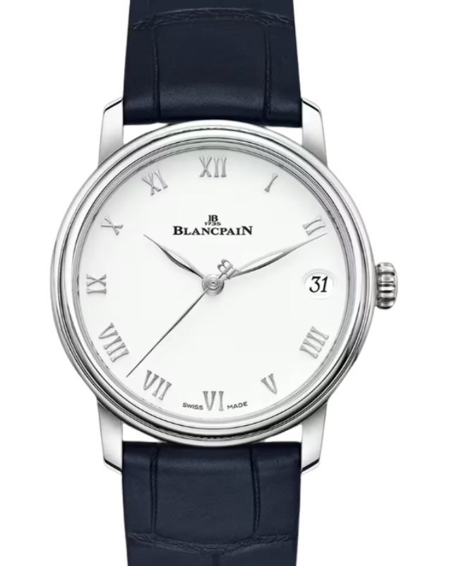 Blancpain Villeret Women Date Steel 33.2mm White Dial Alligator Leather Strap 6127 1127 55B