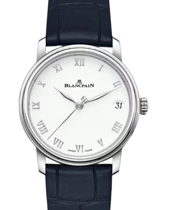 Blancpain Villeret Women Date Steel 33.2mm White Dial Alligator Leather Strap 6127 1127 55B