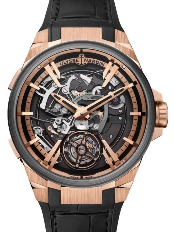 Ulysse Nardin Blast Hourstriker Titanium/Rose Gold 45mm Skeleton Dial Leather Strap 6215-400/02