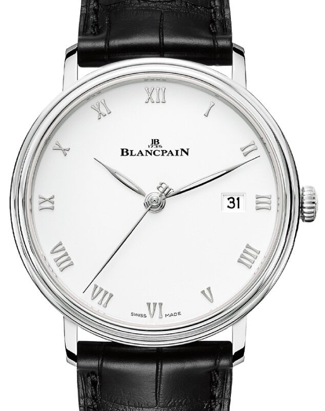 Blancpain Villeret Ultraplate Steel 38mm White Dial Alligator Leather Strap 6224 1127 55B