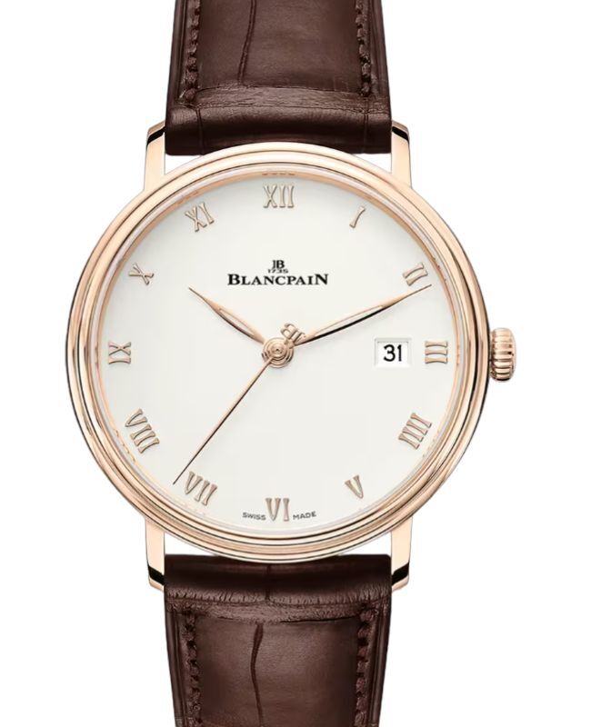 Blancpain Villeret Ultraplate Red Gold 38mm Opaline Dial Leather Strap 6224 3642 55B