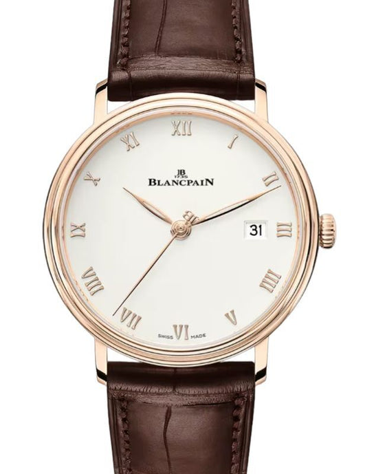 Blancpain Villeret Ultraplate Red Gold 38mm Opaline Dial Leather Strap 6224 3642 55B