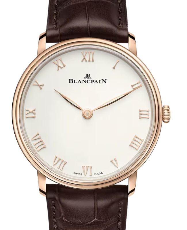 Blancpain Villeret Ultraplate Red Gold Opaline Dial 39.7mm Alligator Leather Strap 6605 3642 55B